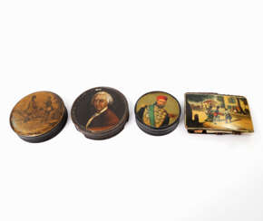 FOUR-PIECE COLLECTION OF TOBACCO TINS AND NOTEBOOK