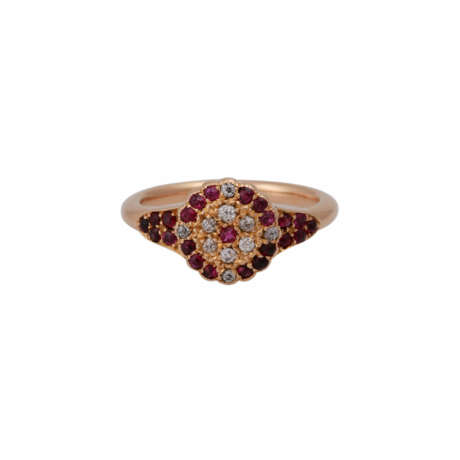 Ring ausgefasst mit kl. Rubinen und Altschliffdiamanten - фото 1