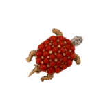 Anstecknadel "Schildkröte" mit Korallencabochons, - фото 4