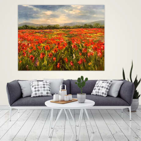 “Her favorite field” Canvas Oil paint Impressionist Landscape painting 2020 - photo 3