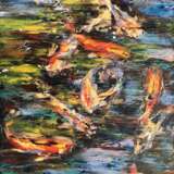 “Fish Koi” Canvas Oil paint Impressionist Landscape painting 2019 - photo 1