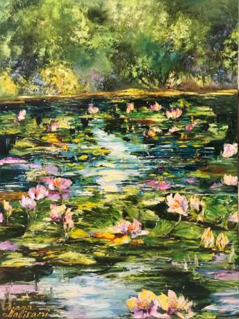 Пруд с водяными лилиями Canvas Oil paint Impressionism Landscape painting 2019 - photo 1