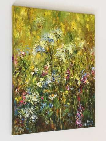 “Summer grass” Canvas Oil paint Impressionist Landscape painting 2019 - photo 2