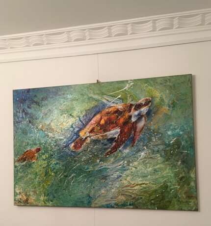 Морские черепахи Canvas Acrylic paint Impressionism Marine art 2018 - photo 2