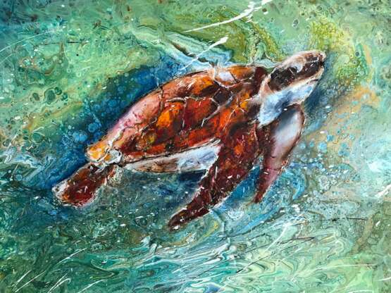 Морские черепахи Canvas Acrylic paint Impressionism Marine art 2018 - photo 3