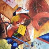 „Das Leben des gelben Quadrats“ Leinwand Ölfarbe Abstractionismus Mythologisches 2019 - Foto 1