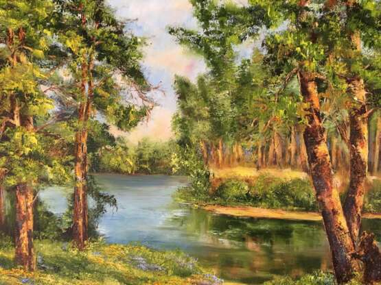«Le sentier du lac» Toile Peinture à l'huile Impressionnisme Peinture de paysage 2019 - photo 3