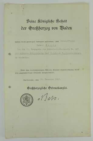 Baden: Nachlass eines Trägers der silbernen Militär-Karl-Friedrich-Verdienstmedaille der 11./ I.R. 185. - Foto 2