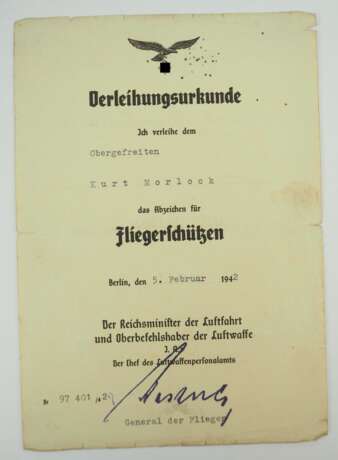 Urkundennachlass eines Unteroffiziers der Luftwaffenbeobachterstaffel 7. - Foto 4