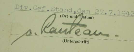 Flakkampfabzeichen der Luftwaffe Urkunde für einen Unteroffiizier der 5./ Res. Flakabt. 323. - Foto 2