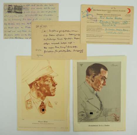 Lot Kriegsgefangenen-Postkarten und Willrich-Drucken. - фото 1