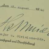 Eisernes Kreuz, 1939, 2. Klasse Urkunde für einen Grenadier des Regiments-Pionierzugs I.R. 9 - Heinz Hellmich. - photo 2