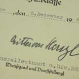 Eisernes Kreuz, 1939, 2. Klasse Urkunde für einen Obergefreiten der Gebirgstruppe - Georg Ritter von Hengl. - photo 2