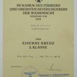 Eisernes Kreuz, 1939, 2. Klasse Urkunde für einen Gefreiten der 2./ Gren. Rgt. 401 - Walther Krause. - photo 1
