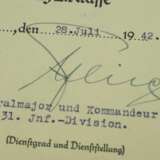 Eisernes Kreuz, 1939, 2. Klasse Urkunde für einen Feldwebel der 5./ I.R. 82 - Kurt Pflieger. - photo 2