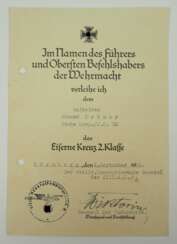 Eisernes Kreuz, 1939, 2. Klasse Urkunde für einen Gefreiten der Stabs Komp./ I.R. 32 - Mauritz von Wiktorien.