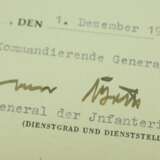 Kriegsverdienstkreuz, 2. Klasse mit Schwertern Urkunde für einen Obergefreiten der 1./ Fla-Btl. 604 - Kuno Hans von Both. - фото 2