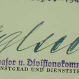 Kriegsverdienstkreuz, 2. Klasse mit Schwertern Urkunde für einen Gefreiten der 3./ F.E.B. 94 - Karl Eglseer. - фото 2