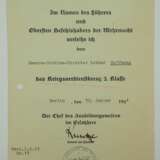 Kriegsverdienstkreuz, 2. Klasse Urkunde für einen Heeres-Studien-Direktor - Walter Kuntze. - photo 1