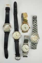 Lot von 5 Herren Armbanduhren - Omega / Tissot / Kienzle.