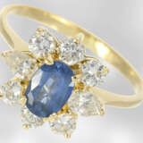 Ring: feiner vintage Saphir/Diamant-Blütenring, ca. 1,45ct - фото 1