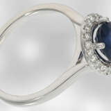 Ring: sehr schöner vintage Saphir/Brillant-Ring aus 14K Weißgold, ungetragen - photo 2