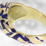 Ring: ausgefallener, emaillierter Goldschmiedering mit Diamantbesatz, vermutlich aus der Zeit des Jugendstils - Foto 2