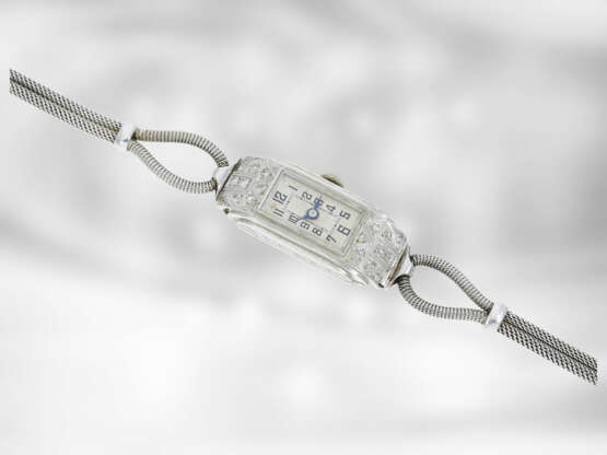 Armbanduhr/Ring: sehr schönes Art déco Schmuckset, besetzt mit Diamanten, Armbanduhr und Ring, ca. 0,33ct, Platin und 18K Gold - photo 3