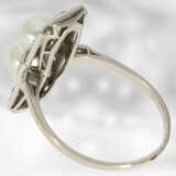 Ring: Art déco Damenring mit Zuchtperlen und Brillanten, Handarbeit aus Platin - фото 2