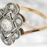 Ring: dekorativer Brillantring, insgesamt ca. 0,6ct, 14K Rotgold & Silber, antik - Foto 3