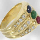 Ring: ehemals sehr teurer vintage Rubin/Saphir/Smaragd-Ring mit Brillanten, insgesamt ca. 2,11ct, Markenschmuck aus dem Hause Wempe, 18K Gold - photo 2