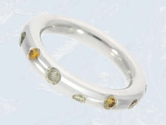 Ring: massiver und interessanter moderner Goldschmiedering mit fancy Brillanten, 18K Weißgold, NP 3000€