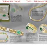 Ring: attraktiver Smaragdring mit Diamanten in hochwertiger Ballerina-Fassung, insgesamt ca. 1,14ct, 18K Gelbgold - Foto 3