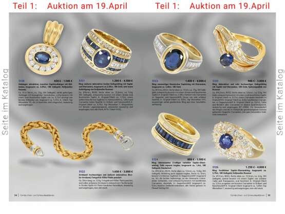 Ring: äußerst dekorativer breiter Gelbgoldring mit Saphir und Diamanten, insgesamt ca.3,58ct, 18K Gold, sehr teure Anfertigung von Hofjuwelier Roesner - фото 3