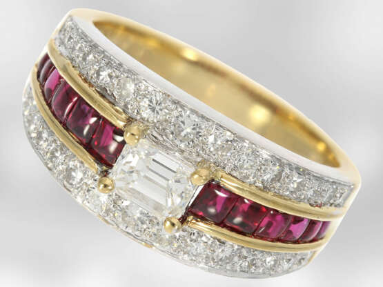 Ring: dekorativer bicolor Rubin-/Diamantring, 18K Gelb-/Weißgold, Hofjuwelier Roesner, NP5200€ - фото 1
