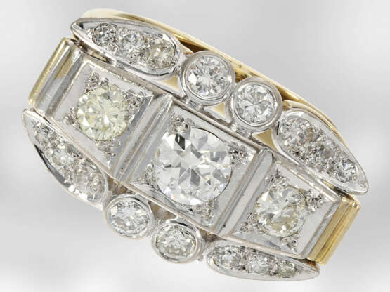 Ring: hochkarätiger Art déco Ring mit Brillanten und Altschliff-Diamanten, insgesamt ca. 1,6ct 14K Gelb-/Weißgold - Foto 2