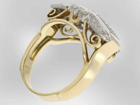 Ring: hochkarätiger Art déco Ring mit Brillanten und Altschliff-Diamanten, insgesamt ca. 1,6ct 14K Gelb-/Weißgold - фото 3