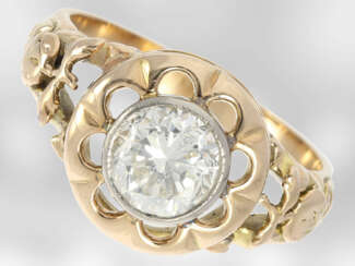 Ring: außergewöhnlicher, antiker Goldschmiedering mit schönem Altschliff-Diamant, ca. 1ct