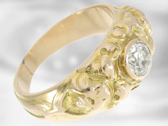 Ring: ausgefallener antiker Goldschmiedering mit einem Altschliff-Diamanten, ca.0,5ct, Jugendstil - фото 2
