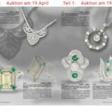 Ring: dekorativer Brillant-/Smaragdring im Art déco Stil, insgesamt ca. 2,04ct, 14K Weißgold, Hofjuwelier Roesner, NP lt Originaletikett DM 12320,- - photo 4
