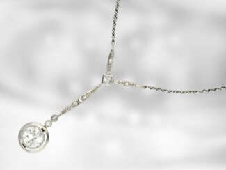 Цепочка/ожерелье: нежная старинное колье с Altschliff-алмазов, около 0,9 ct, 14K золото, платина, около 1900