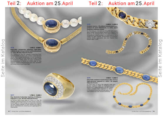 Armband: massives, 18K goldenes Goldschmiede/Panzerarmband mit Saphir-/Brillantbesatz, ca. 4,87ct, signiert Handarbeit, Hofjuwelier Roesner - photo 3