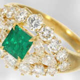 Ring: sehr schöner Smaragd-/Diamantring, insgesamt ca. 2,34ct, 18K Gelbgold - Foto 1