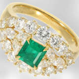 Ring: sehr schöner Smaragd-/Diamantring, insgesamt ca. 2,34ct, 18K Gelbgold - photo 2
