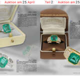 Ring: hochfeiner unikater und sehr hochwertiger Smaragdring mit Diamanten, insgesamt ca. 3,39ct, Platin, Hofjuwelier Roesner, Originalbox - фото 4