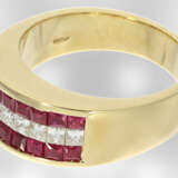 Ring: attraktiver gelbgoldener Rubin-/Diamantring, insgesamt ca. 1,24ct, 18K Gold, Hofjuwelier Roesner - Foto 2