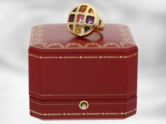 Anhänger/Ring: "Pasha de Cartier", exclusives Multicolor-Edelsteinschmuckset aus Ring und Anhänger, 18K Gold mit Original-Etuis von Cartier - photo 1