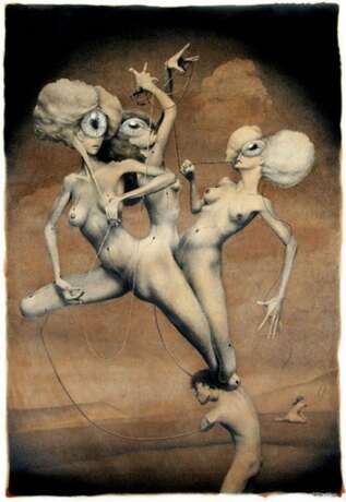 “MOIRAI” Cardboard Mixed media Surrealism Mythological 2008 - photo 1
