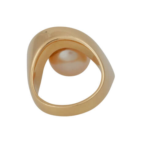 Ring mit einer Südseeperle und 3 Brillanten, zusammen ca. 0,12 ct, - Foto 4