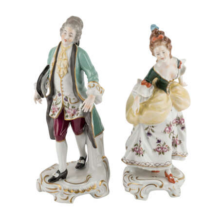 UNTERWEISSBACH 2 Figuren 'Kavalier' und 'Dame', 20. Jahrhundert. - photo 1